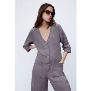 Zara Lilian linen gray jumpsuit